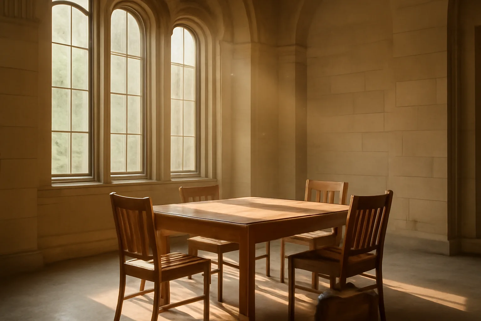 Sunlit Springfield county building table used by Illinois title examiners