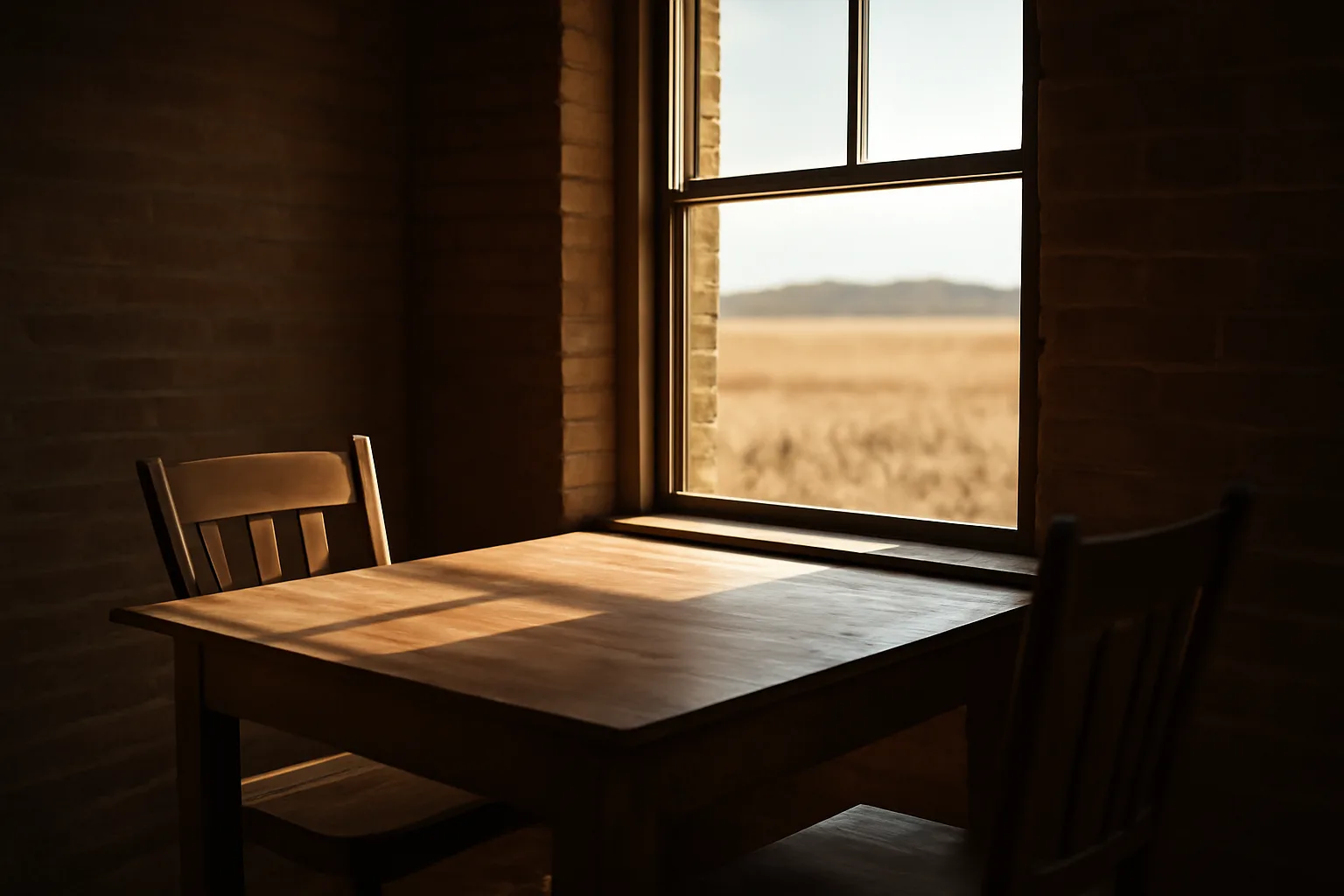 Empty oak table in a Colorado county building used by title examiners