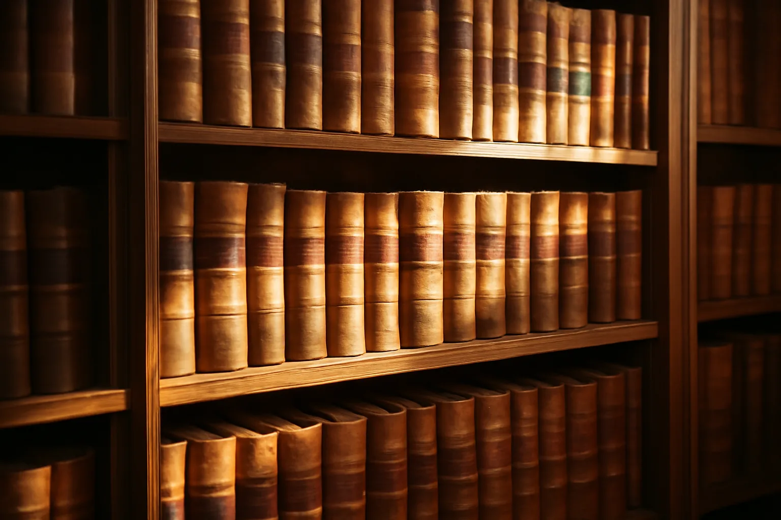 County courthouse deed books on wooden shelves, Alabama title examiner research setting