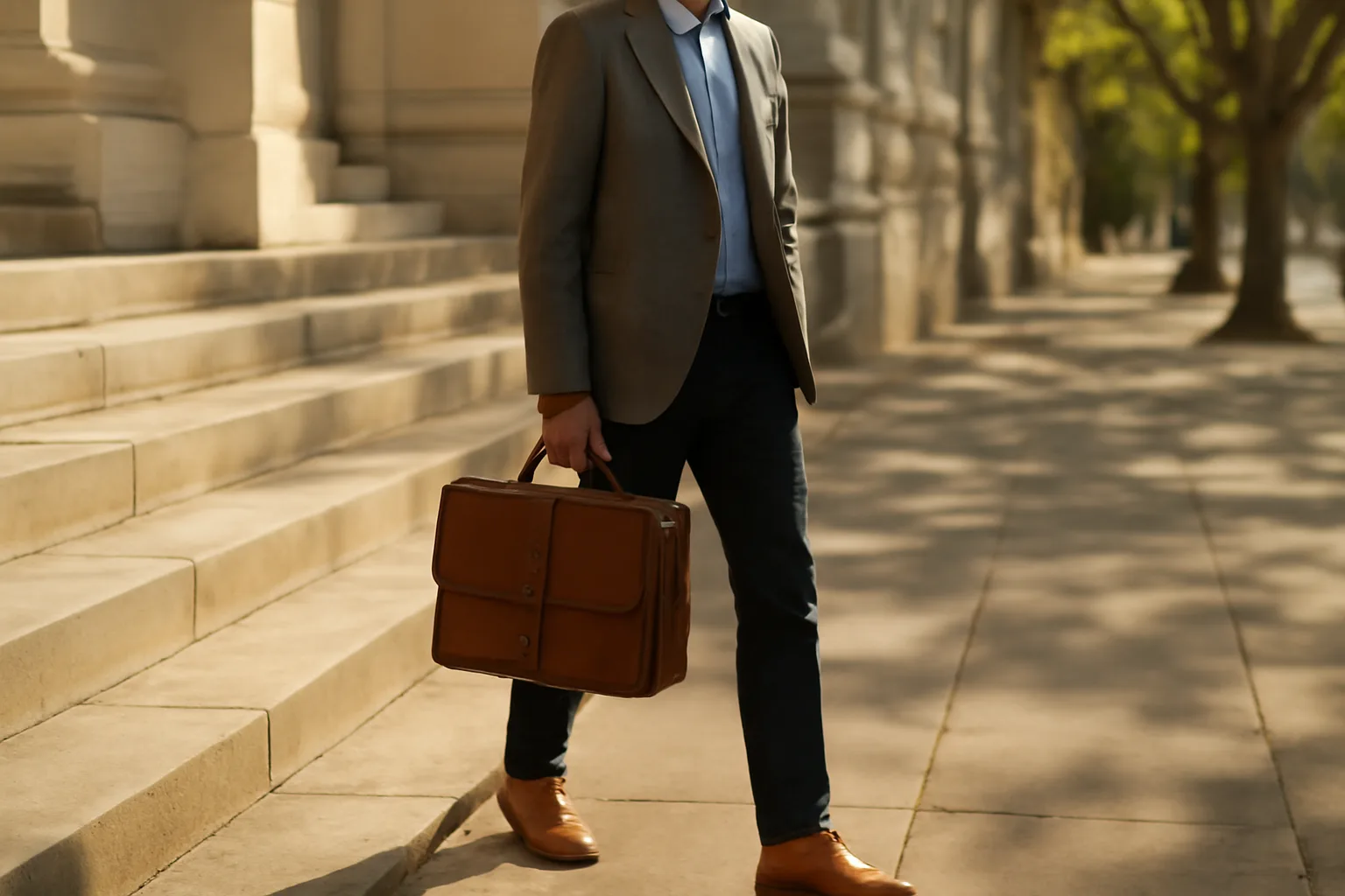 Person on Little Rock steps considering Arkansas title examiner work