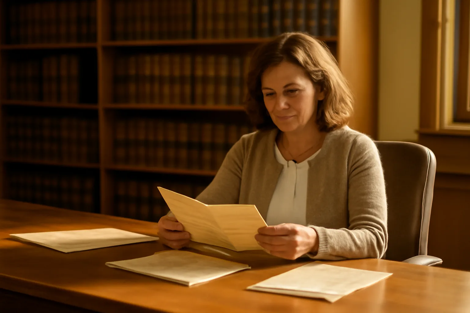 Title examiner reviewing historical land records at a California county recorder's office