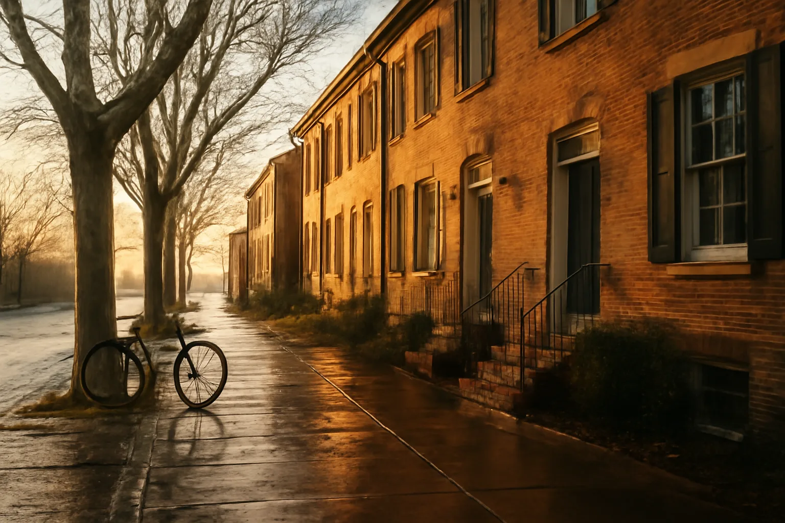Wet Wilmington street near offices where Delaware title examiners work